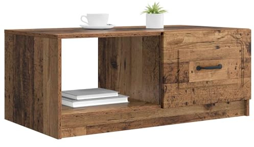 vidaXL Couchtisch Altholz 90 x 50 x 37 cm Holzwerkstoff, Eleganter Vintage Rechteckiger Couchtisch, viel Stauraum für Wohnzimmer, vielseitiges Holzdesign