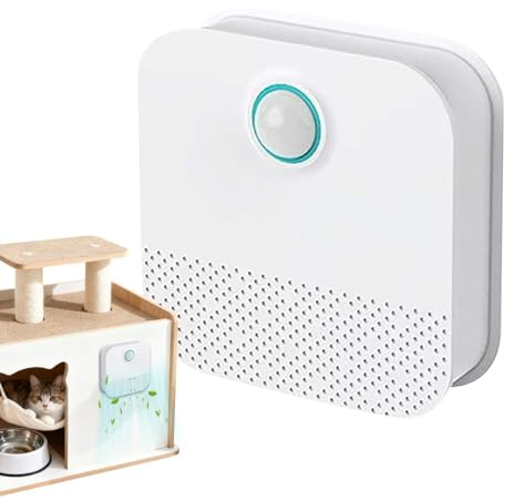 Smart Cat Litter Deodorizer with Automatic Sensor, Rechargeable Pet Odour Eliminator for Litter Box, Long Battery Life Unscented for Multi-Cat Homes, Small Area Air Purifier