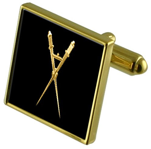 Select Gifts Freimaurer Meister der Zeremonie Manschettenknöpfe Gold Quadrat graviert personalisierten Box