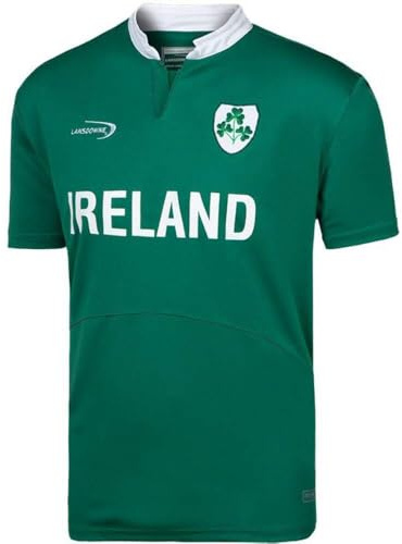 Lansdowne Grön Performance Rugbytröja med Irland Shamrock Design Kortärmad T-shirt för Herrar
