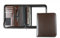 DELMON VARONE - Personalisierbare Ringbuch Schreibmappe DIN A5 aus Cambridge Top Grain Leder braun, Konferenzmappe mit Notizblock, Stiftschlaufe, Einsteckfächer, 4-Ring Combimechanik & Reißverschluss