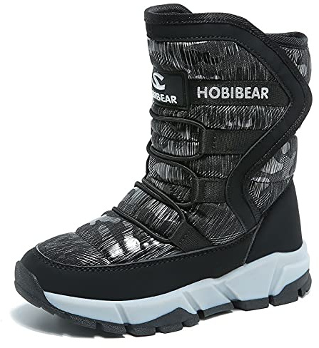 GUBARUN Boys Snow Boots Kids Outdoor Warm Shoes Waterproof (Black1, 3)