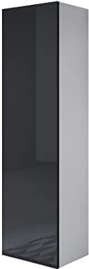 MB Muebles Bonitos, Armoire Mural Luke V4 pour Salon ou Salle à Manger Moderne, Meuble Modulaire en Mélamine Brillante, Couleur Blanc et Noir, 40x165x29 cm
