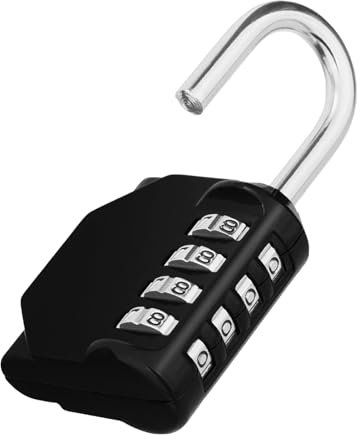 ZHEGE Vorhängeschloss Zahlenschloss Spind Fitnessstudio, 4 Stellig Zahlencode Schloss, Vorhängeschloß, Kombinationsschloss, Nummernschloss Wetterfest für Kellertür, Gartenzäunen (Schwarz)