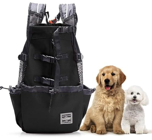Woolala Leichter Haustier-Tragerucksack für kleine und mittelgroße Hunde, von Tierärzten zugelassen, sichere Tasche für Reisen, einfach mitzunehmen, platzsparend, Schwarz, Größe XL