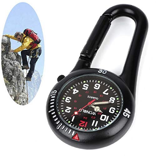 WONOLO Digitale Armbanduhr mit Karabinerhaken und leuchtendem Zifferblatt für Ärzte, Krankenschwestern, Sanitäter (schwarz), Modern