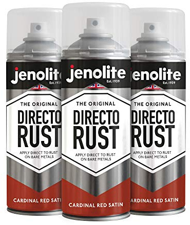 JENOLITE- Directorust Rostschutzfarbe. Multifuntions Sprühfarbe für verschiedene Oberflächen. Farbe: Cardinal Red Satin. Inhalt: 3x 400ml