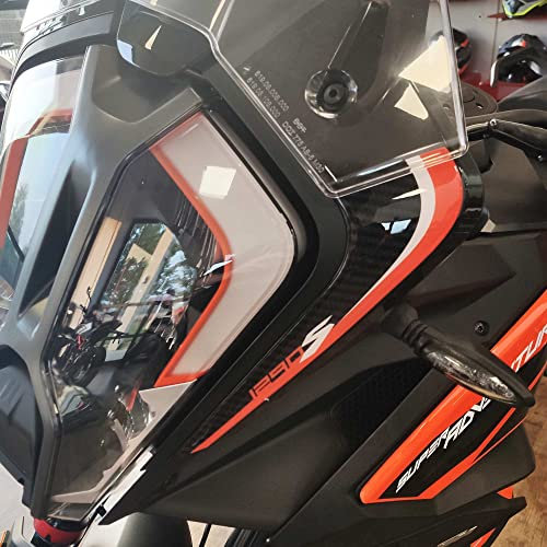 labelbike - Adesivi 3D Frontali Moto Decorazioni e Protezioni in Resina compatibili con KTM 1290 Super Adventure S 2021-2024 Colore Carbonio Arancione Bianco