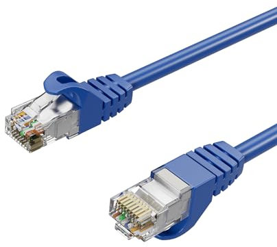 Netzwerkkabel RJ45 Patchkabel, LAN-Kabel U/UTP, CAT 7 Rohkabel, bis 10 Gbit/s 7,50m Blau