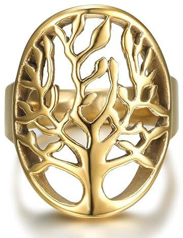 BOBIJOO Jewelry - Bague Arbre de Vie Protection Amour Homme Femme Acier Inoxydable Or - 71 (13 US)
