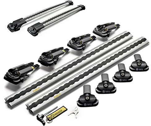 Turtle AIR1 | Dachgepäckträger Dachträger | Kompatibel mit Volkswagen Tiguan 2016-; Dient der Montage von Dachboxen, oder Dachfahrradträger, Leiter | Robuste Konstruktion aus Aluminium | TÜV