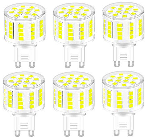 Jiotouhu G9 LED-Glühbirne, nicht dimmbar, G9, 5 W, entspricht 50 W, Halogenlicht, 500 lm, flimmerfreie LED-Lampe, 360-Grad-Winkel, Wechselstrom, 220–240 V, 6 Stück (Kaltweiß)