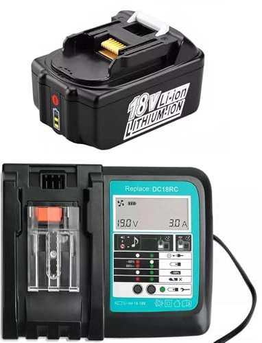 18V 5,0Ah Ersatzbatterie + Ladegerät-Set für Makita 18V Batterie und Ladegerät LXT – Kompatibel mit BL1850B/BL1830/BL1840/BL1860/BL1820 & DC18RC/DC18RD/DC18SF/DC18RA/DC18RF
