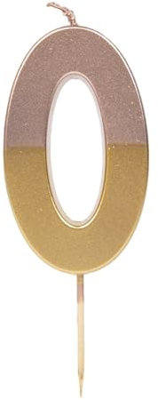 Talking Tables- Bougie Numéro 0 Or Décoration de gâteau qualité supérieure pour Enfants, Adultes, Adolescents, fête, Anniversaire, Rose/Gold, BDAY-CANDLE-GD-RO-0