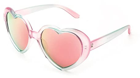 FEISEDY Herz Sonnenbrille Polarisiert Damen Herzbrille für Party Valentinstag Festival mit UV400 Schutz B2337