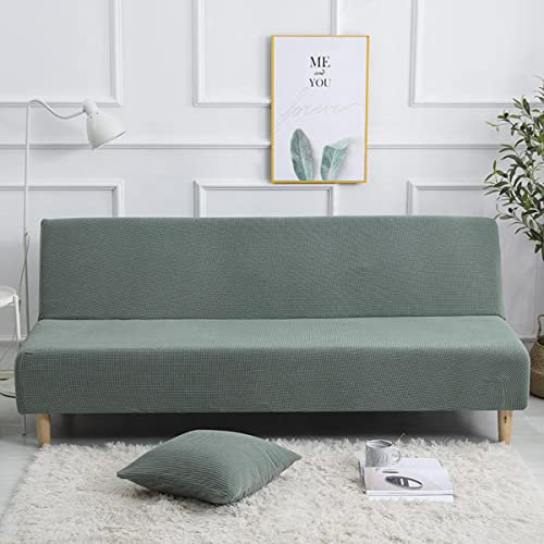 GUYIRT Jacquard Armless Schlafsofa-Bezüge Stretch-Spandex Sofabezug Armlose Abnehmbar Sofabezug Ohne Armlehnen Möbelschutz Waschbarer Couchbezug -grün-Mittel (160-190 cm)
