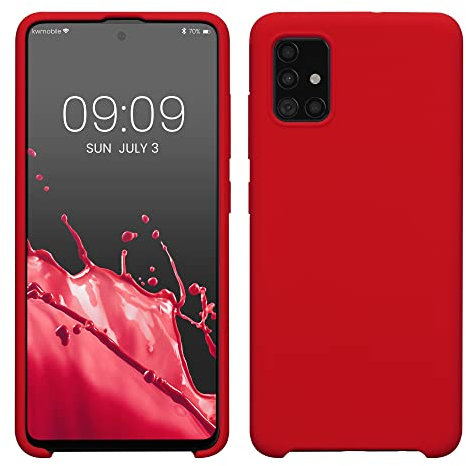 kwmobile Hülle kompatibel mit Samsung Galaxy A51 Hülle - Silikon Handy Case - Handyhülle weiche Oberfläche - kabelloses Laden - Klassisch Rot