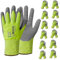 ANDANDA 12 Pairs Safety Work Gloves, Fluorescent Color Knitted Gloves with Nitrile Rubber Coating, Cut Resistant and Wear-resistant, for Men and Women, Ideal for General Duty Work-9L