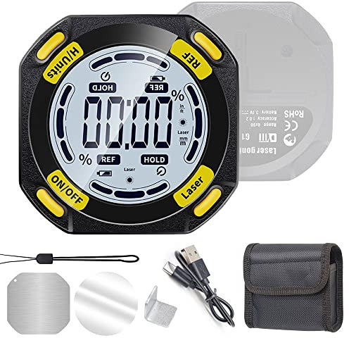 Hancaner Digitaler Winkelmesser Neigungsmesser Laser Wasserwaage mit LCD Display 4 * 90 ° 5-seitiger starker magnetischer Neigungsmesser und Winkelsucher