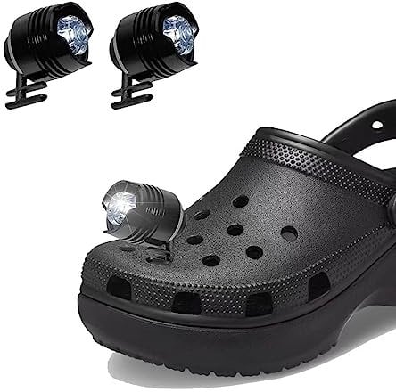 Daover Headlights for Clogs, 2pcs LED lights, Three-Speed Adjustment, IPX5 Waterproof Luminous Shoe Charms Decoration, Power Can Last For 72 Hours For Night Running, Dog Walking