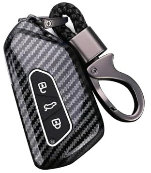 ontto Autoschlüssel Hülle Passt für Skoda Octavia A8 für Seat Leon FR Mk4 Cupra Formentor für VW Golf 8 ID.4 ABS Schutzhülle Schlüsselhülle Schlüsselanhänger Schlüsseletui Schlüsselcover-D Schwarz