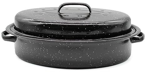 Oval Casserole Dish with Lid Handles Roasting Pot Tray Stew Pan Oven Safe Cooking (6L Large)