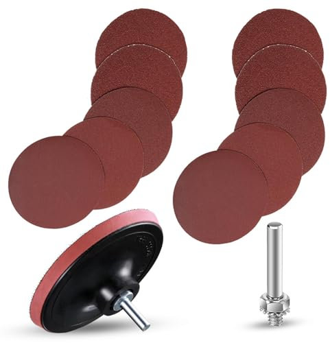 QESSUVNC 12pcs 125mm Sanding Discs 60/80/120/240 Grit with Backing Pad and Attachments - Stone Sanding Sheet for Sander