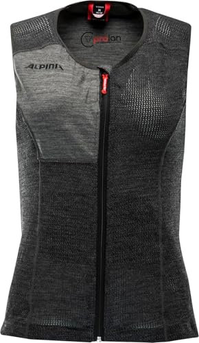Alpina PROLAN Women Vest - Nachhaltiger, Atmungsaktiver & Individuell Einstellbarer Rückenprotektor aus Schafswolle Für Damen, Dark Grey, M