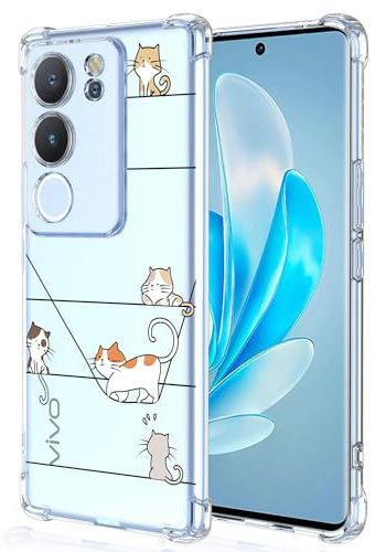 XINYEXIN Handyhülle für Vivo V29 5G Hülle Süße Katze Cartoon Muster Design Mode Ultra Dünn Transparent Schutzhülle Stoßfest TPU Bumper Clear Case - Kitten