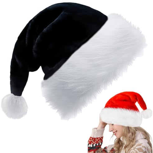COSORO Pailletten Weihnachtsmütze für Erwachsene Kinder,Nikolausmütze Plüsche Weihnachtsmann Mütze,Unisex Warm Dicker Nikolaus Mütze Perfekt für Männer Frauen Familie Weihnachtsfeier