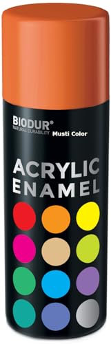 Biodur Universelle Acryl-Emaille Sprühlack 400 ml, Glänz RAL 2004 Reinorange, Glänzend, Akrylemaille UV-beständig, Universell Einsetzbar für Innen- und Außenbereich, Schnelltrocknend Sprühdose