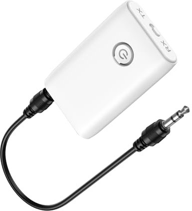 Brifit Transmetteur Récepteur Bluetooth 5.0, Récepteur Émetteur Bluetooth Audio sans Fil 3.5mm, AUX Adaptateur 2 en 1 avec Faible Latence, HiFi Receiver pour TV, Enceinte Home Cinema, Blanc
