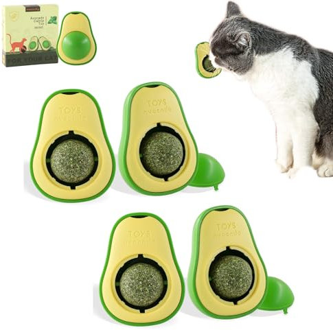 Havenfly 4 Stück Drehbare Katzenminze Ball, Katzenminze Spielzeug Wandroller für Katze, Katzenspielzeug Essbar mit Katzen Minze, Catnip Ball Toy (4pcs)