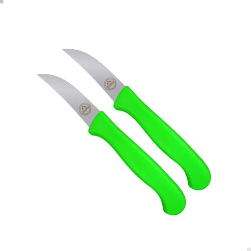 2er Set Schälmesser scharf Küchenmesser neon-grün Gemüsemesser Solingen rostfrei 6 cm/Handabzug - Dünnschliff - superscharf - spülmaschinengeeignet