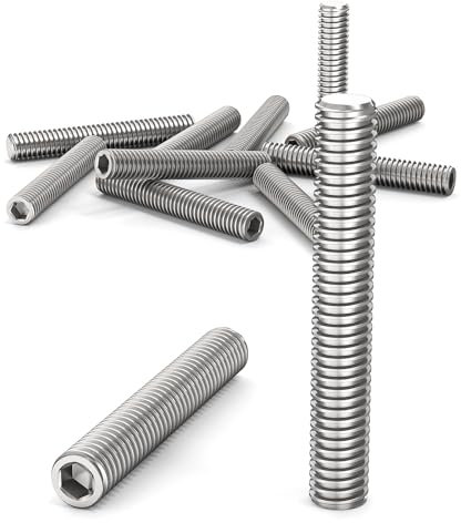 ORTAVA 10 viti senza testa, viti filettate M6 x 40 mm, DIN 913/ISO 4026 con esagono incassato (ISK) e tappo conico, vite senza testa in acciaio inox (argento)