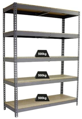 PROREGAL Schwerlastregal Giant Wood YETI Five | HxBxT 250x150x75cm | Fachlast 400kg | Verzinkt | Regal Standregal Werkstattregal Lagerregal Kellerregal