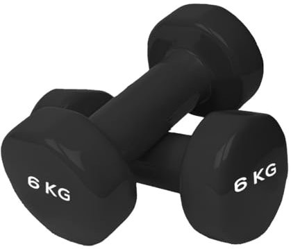 DONATIF Coppia di Manubri in Vinile 6 Kg, Pesi per Allenamento Fitness, Pilates, Attrezzi per Palestra in Casa