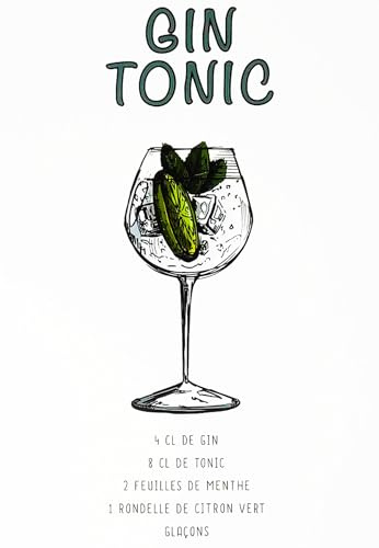 KUSTOM ART Dekoratives Wandposter Serie Aperitivi & Cocktail Gin Tonic Kunstdruck auf beschichtetem Papier 42 x 30 cm ohne Rahmen