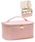 Prite Groß Kosmetiktasche für Damen Reise Kulturtasche in Gestepptem Design Tragbare Kulturbeutel oder Make Up Tasche mit Griff und Abnehmbarem Trenner (Rosa)