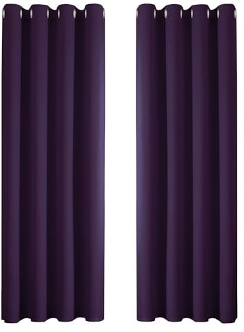VEHEDE Lila Ösenvorhang Gardinen Fenster Thermovorhang gegen Kälte Übergardinen 2er Set Vorhänge Schlafzimmer mit Ösen Vorhang Verdunkelung Wohnzimmer Mädchen, H 229 x B 117 cm, 2er Set