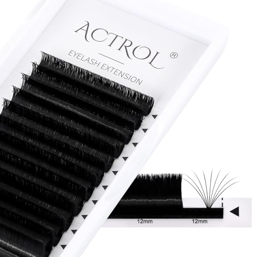 ACTROL Easy Fan Lashes 0.03 D Curl 9-16mm Mixed Eyelash Extensions Tray, Self Fanning Volume Lashes, Faux Mink, Professional Salon Use