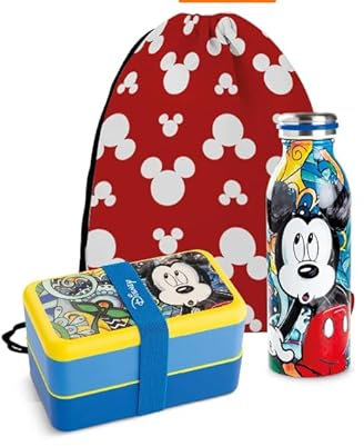 Egan Lunch Box Set avec Bouteille Isotherme Mickey Forever & Ever + Sac