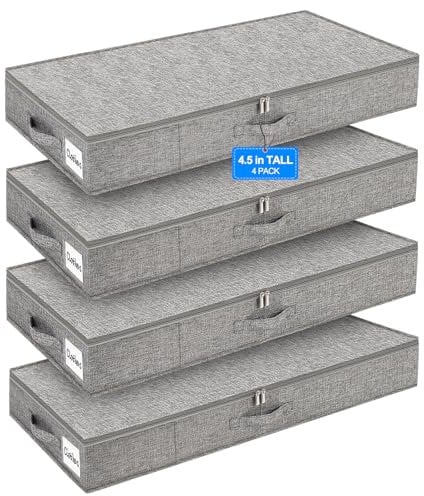 punemi Unterbett-Aufbewahrungsbehälter, 11,4 cm hoch, niedriges Profil, Unterbettkommode, mit stabilen Seitenwänden und Boden, flach, schlank, Unterbett-Organizer für den Winter außerhalb der Saison,