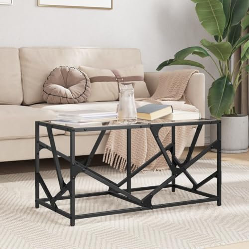 Baziroo Mesa de Centro Con Tablero de Cristal, 78,5 x 40 x 41 cm - Auxiliar Para Salón, Sala de Espera, Teléfono, Sofá - Materiales de Madera, Acero y Cristal