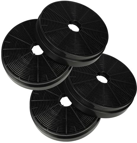 vhbw 4x filtro de carbón activado compatible con Klarstein Royal Flush Eco 90, Zarah, Structura, Zola, Zelda campanas cocina - 17,5 cm