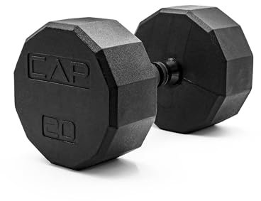 CAP Barbell 12-seitig beschichtete Hantel mit schwarzem Griff, Einzeln, 9 kg