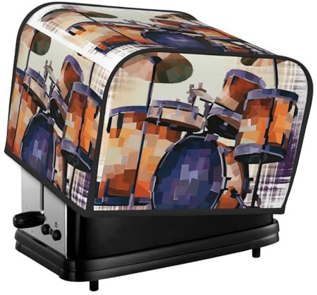 Jazz Drum Toaster Abdeckung 4 Scheiben Küche Kleine Geräte Abdeckungen mit Taschen Toaster Staubschutz mit Griff oben Ofenabdeckung Waschbar Universal Brotbackmaschine Abdeckung für Küche