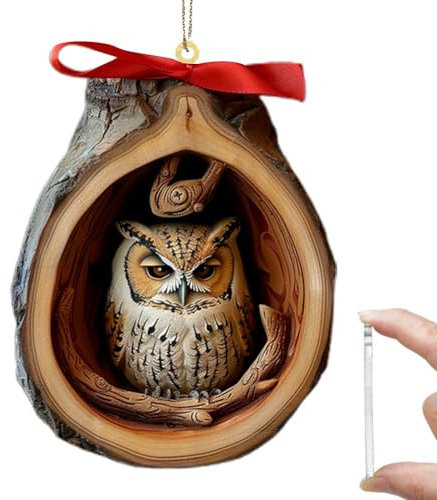 kkiuop Tier-Weihnachtsschmuck, Weihnachtsbaum, Tiermuster, 2D-Acryl-Ornament, Waldtier-Baumschmuck B5o4 für Weihnachten D