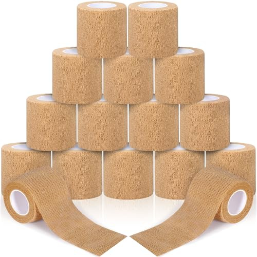 RDDAIPE 16 Rollen Selbstklebender Verband, 5cmX4.5m Elastische Selbsthaftende Bandage, Fixierbinde Selbsthaftend,Haftbandage Selbstklebend für Sport,Finger, Zehen,Handgelenk Vet Wrap Katze Hund Pferd