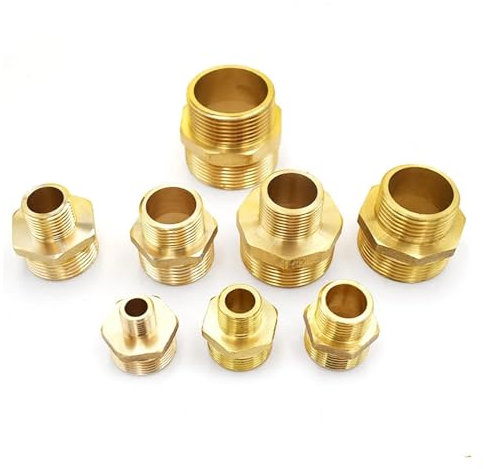 1/8'' 1/4'' 3/8'' 1/2'' 3/4'' 1'' Male Thread Brass Pipe Fitting Reducer Hex Nipple Adapter Connector 1pc(3l8 x 1l8)